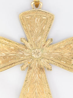 Pendentif croix pectorale or jaune émail cabochons de saphirs - Castafiore