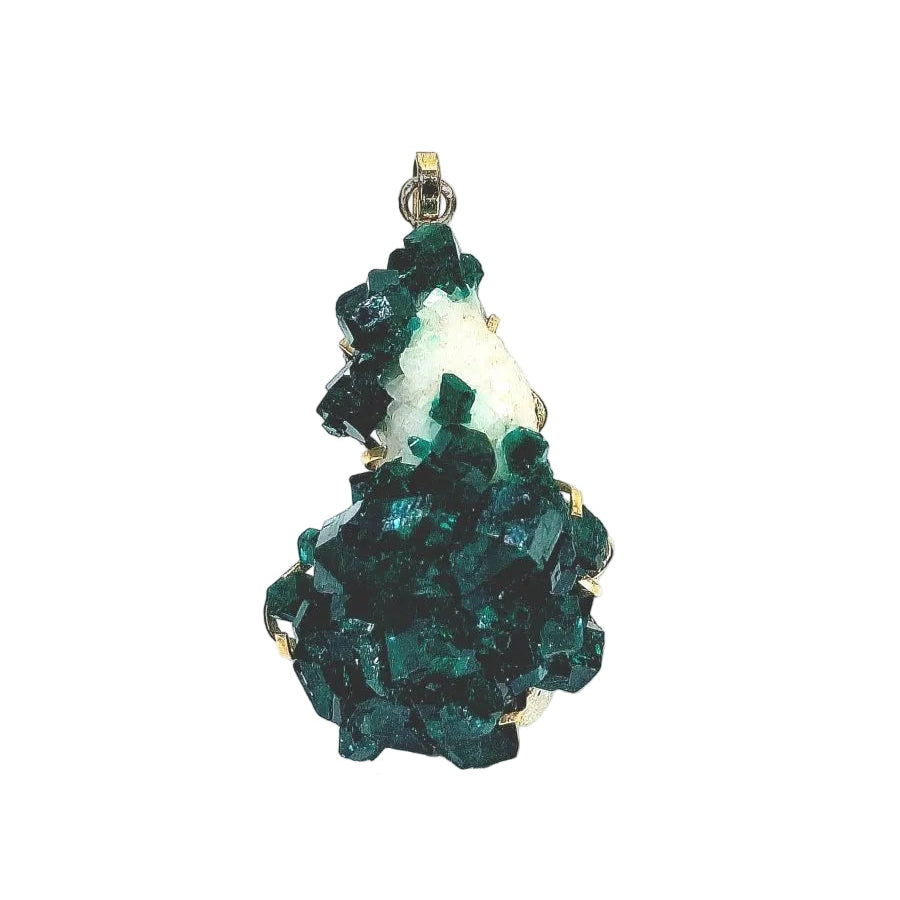 Pendentif Dioptase Sur Quartz Améthyste - Castafiore