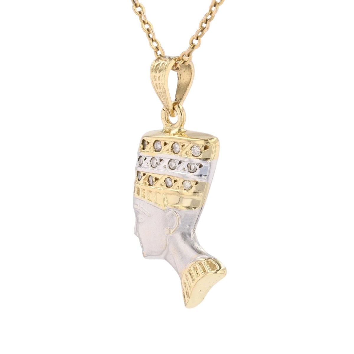 Pendentif égyptien en or jaune et or blanc et diamants - Castafiore