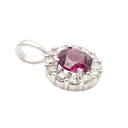 Pendentif en en or blanc, rhodolite et diamants - Castafiore
