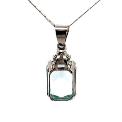 Pendentif en or blanc, aigue - marine et diamants - Castafiore