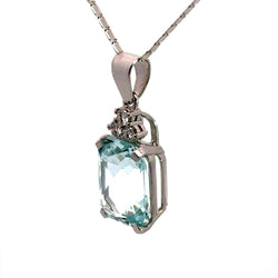 Pendentif en or blanc, aigue - marine et diamants - Castafiore