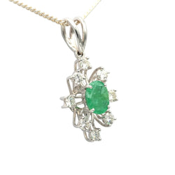 Pendentif en or blanc, émeraude et diamants - Castafiore