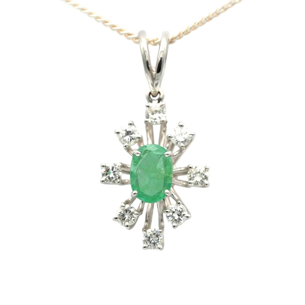 Pendentif en or blanc, émeraude et diamants - Castafiore