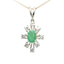 Pendentif en or blanc, émeraude et diamants - Castafiore
