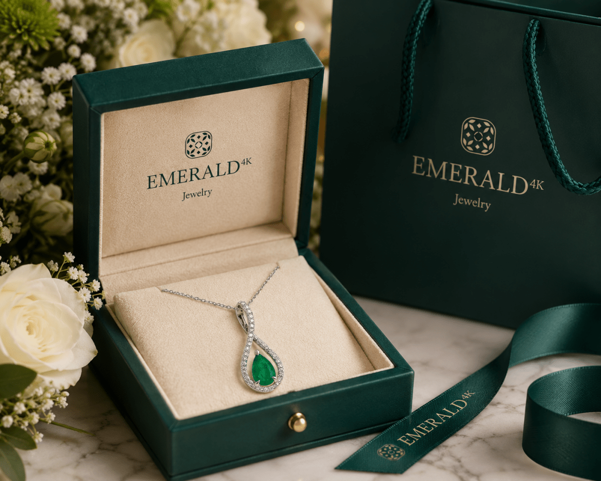 Pendentif en or blanc, émeraude et diamants - Castafiore