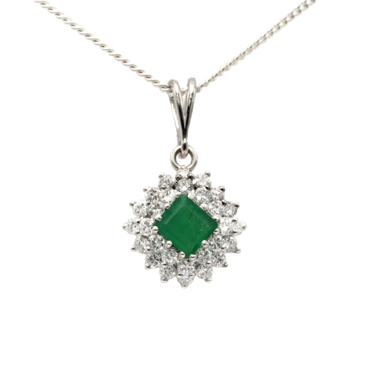 Pendentif en or blanc, émeraude et diamants - Castafiore