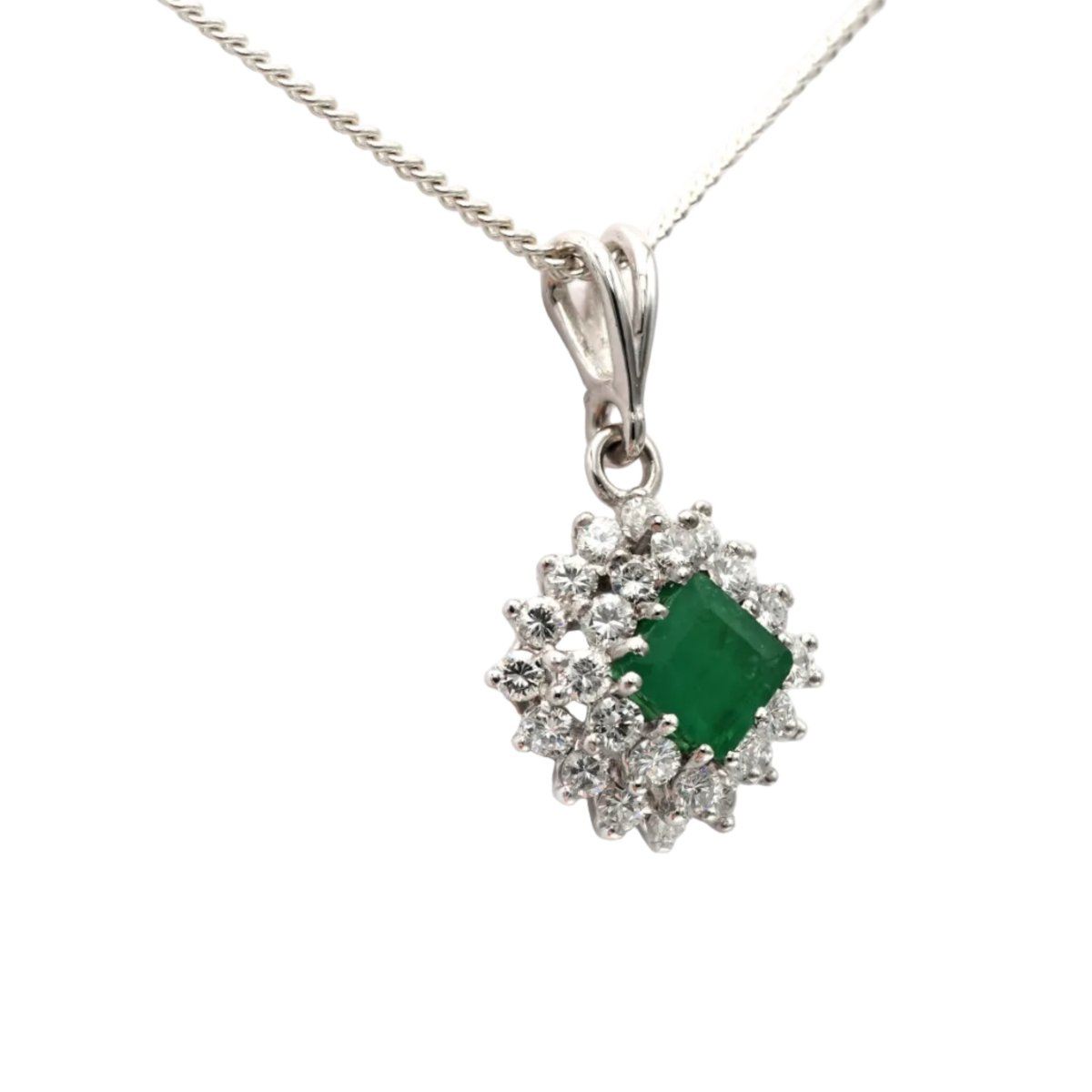 Pendentif en or blanc, émeraude et diamants - Castafiore