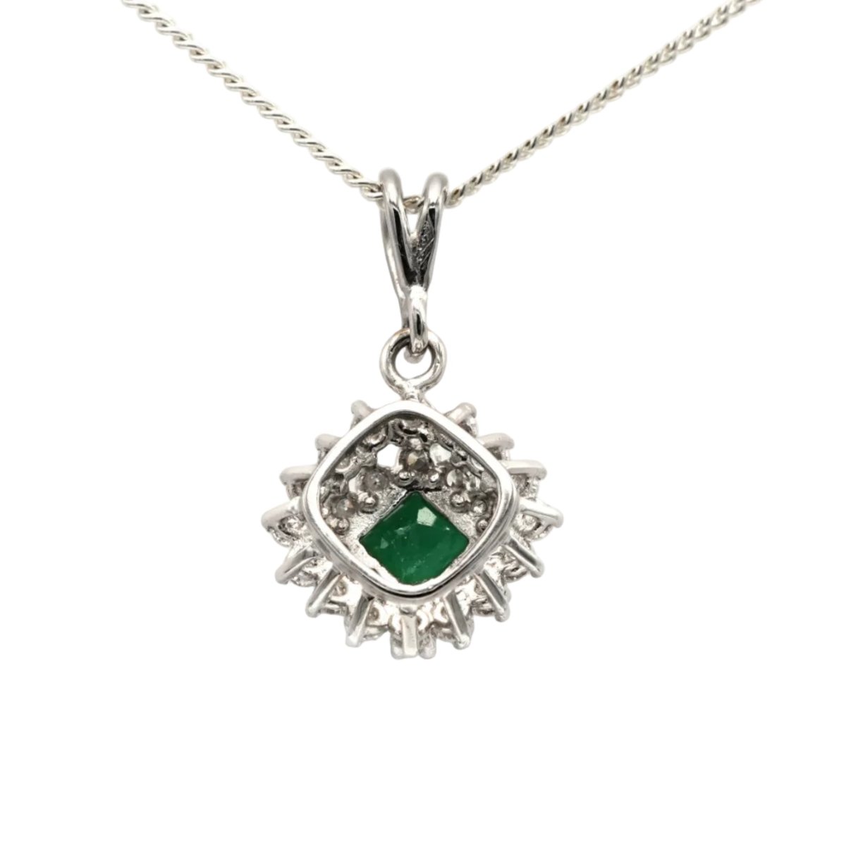 Pendentif en or blanc, émeraude et diamants - Castafiore
