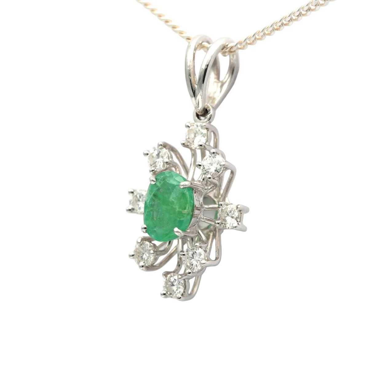 Pendentif en or blanc, émeraude et diamants - Castafiore