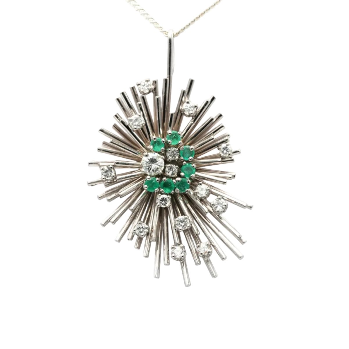 Pendentif en or blanc, émeraudes et diamants - Castafiore