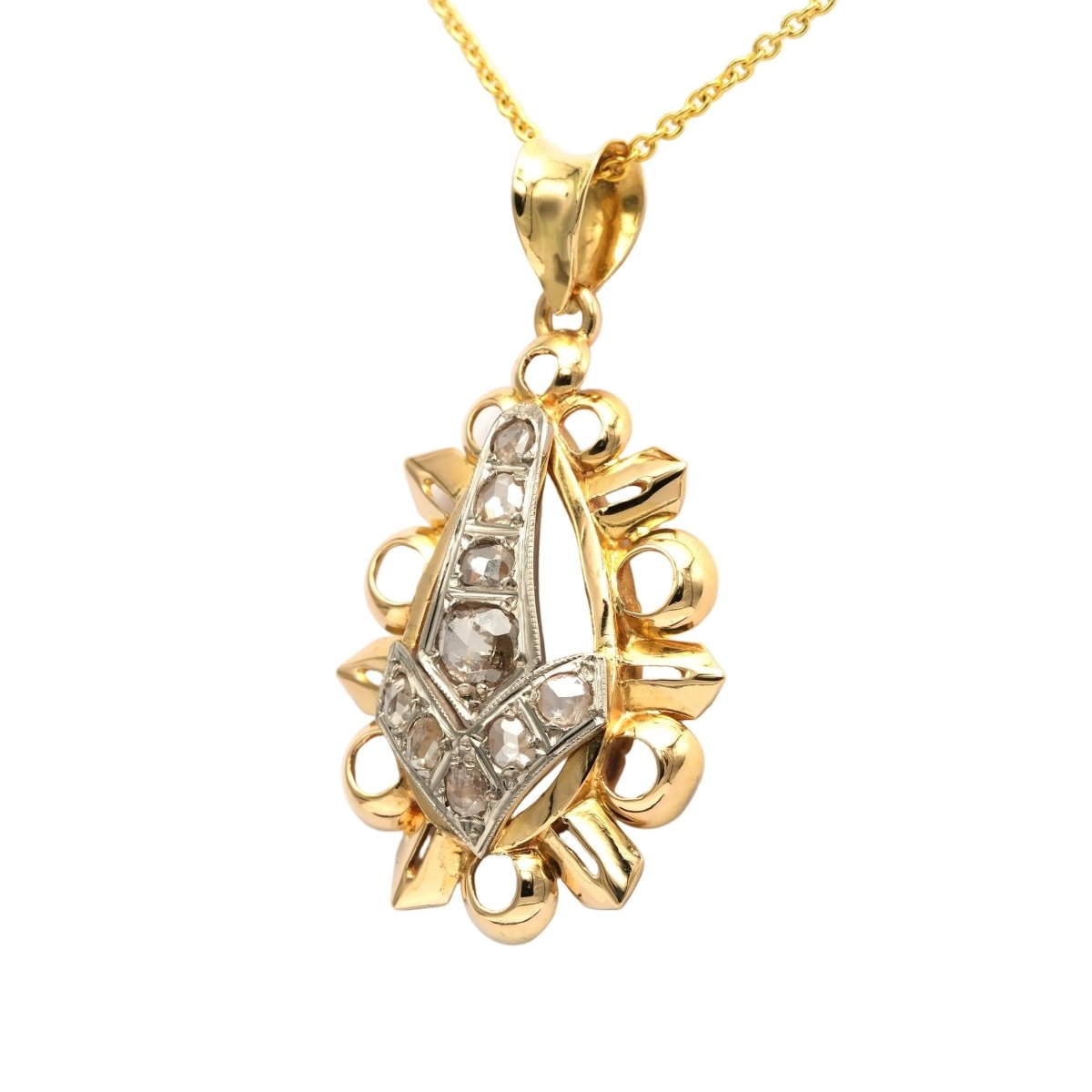 Pendentif en or blanc, or jaune et diamants - Castafiore