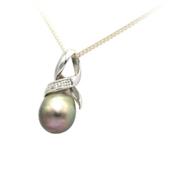 Pendentif en or blanc, perle et diamants - Castafiore