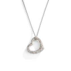Pendentif en or gris formant un cœur pavée de diamants - Castafiore
