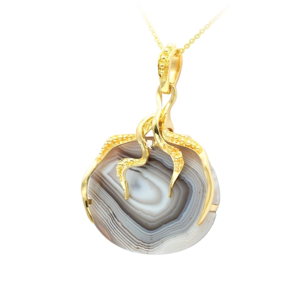 Pendentif en or jaune, agate et diamant - Castafiore