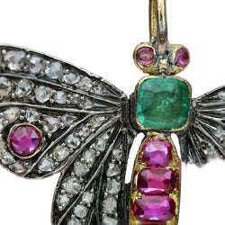 Pendentif en or jaune, argent, émeraude, rubis, saphirs et diamants - Castafiore
