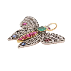 Pendentif en or jaune, argent, émeraude, rubis, saphirs et diamants - Castafiore