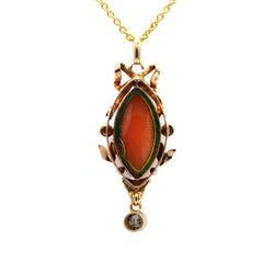 Pendentif en or jaune, camée perles et strass - Castafiore