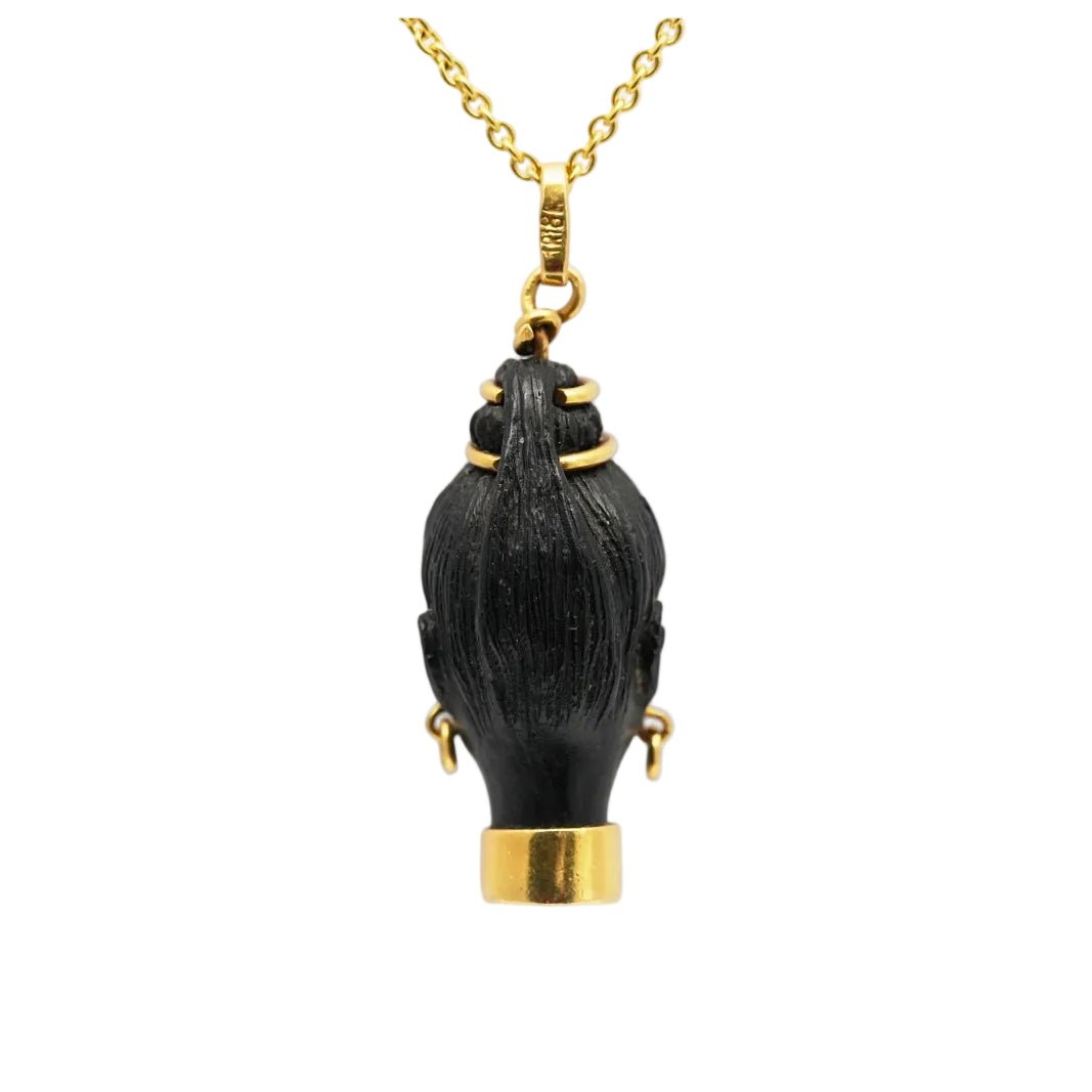 Pendentif en or jaune, ébène et turquoise - Castafiore