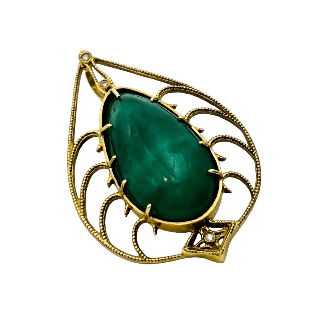 Pendentif en or jaune, émeraude et diamants - Castafiore