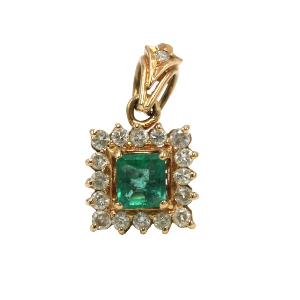 Pendentif en or jaune, émeraude et diamants