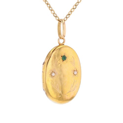 Pendentif en or jaune, émeraude et perles - Castafiore