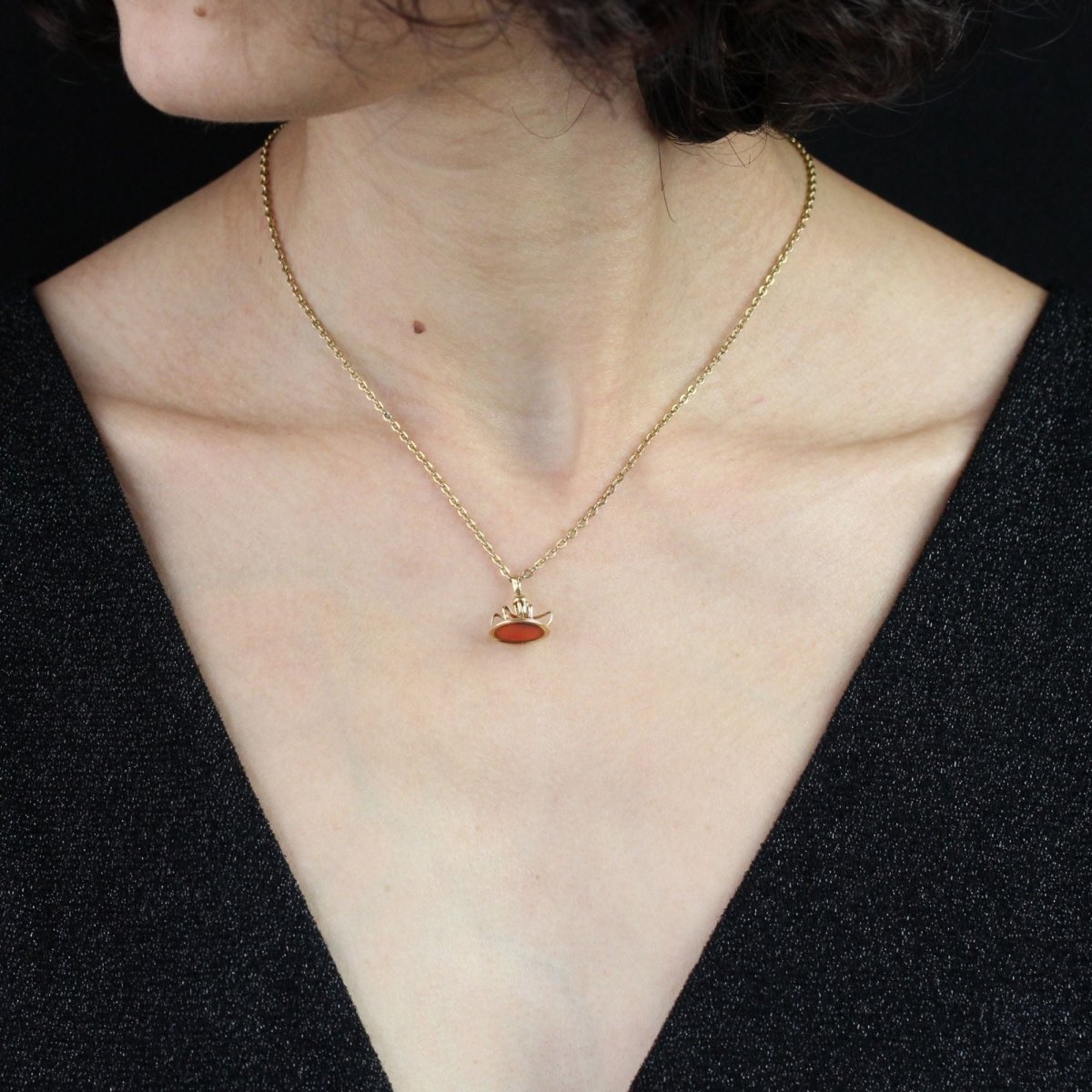 Pendentif en or jaune et cornaline - Castafiore