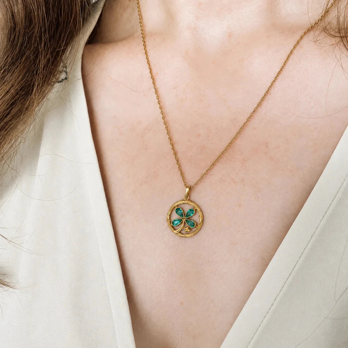Pendentif en or jaune, or rose et pierres synthétiques - Castafiore