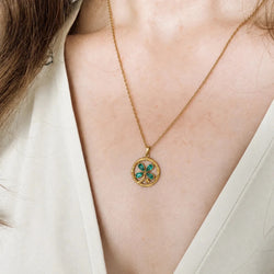 Pendentif en or jaune, or rose et pierres synthétiques - Castafiore