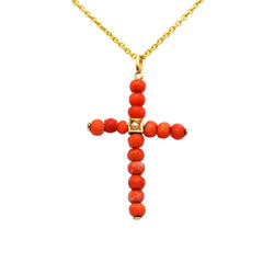 Pendentif en or jaune, perle et corail - Castafiore