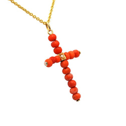 Pendentif en or jaune, perle et corail - Castafiore
