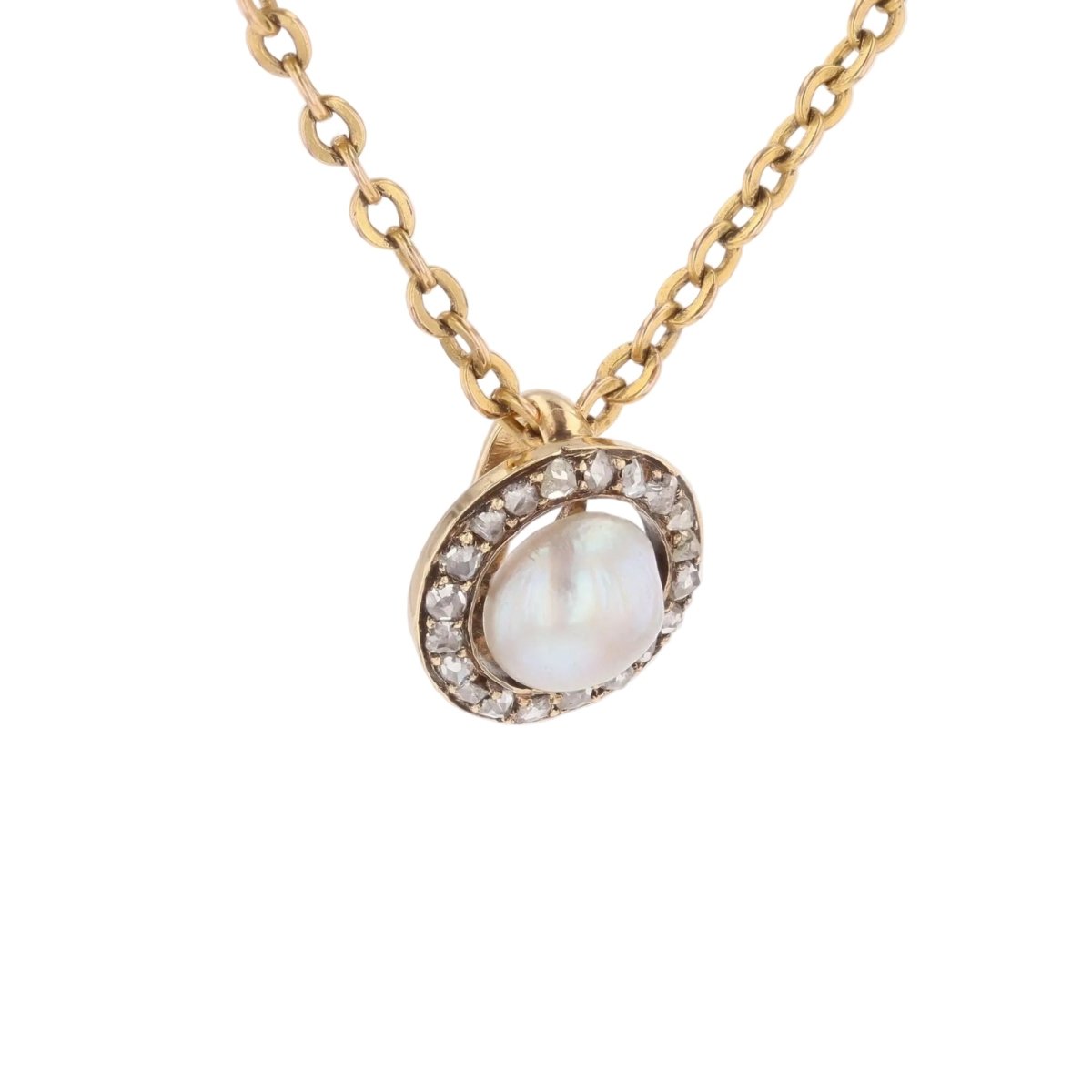 Pendentif en or jaune, perle et diamants - Castafiore