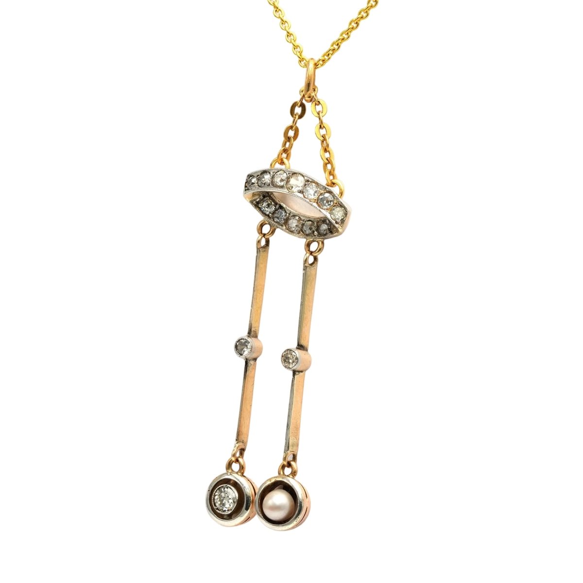 Pendentif en or jaune, perle et diamants - Castafiore