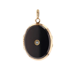Pendentif en or jaune, perle et onyx - Castafiore