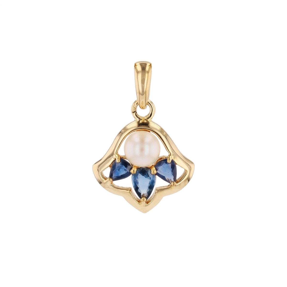 Pendentif en or jaune, perle et saphirs - Castafiore