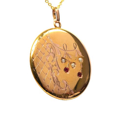 Pendentif en or jaune, perles et rubis - Castafiore