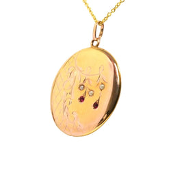 Pendentif en or jaune, perles et rubis - Castafiore