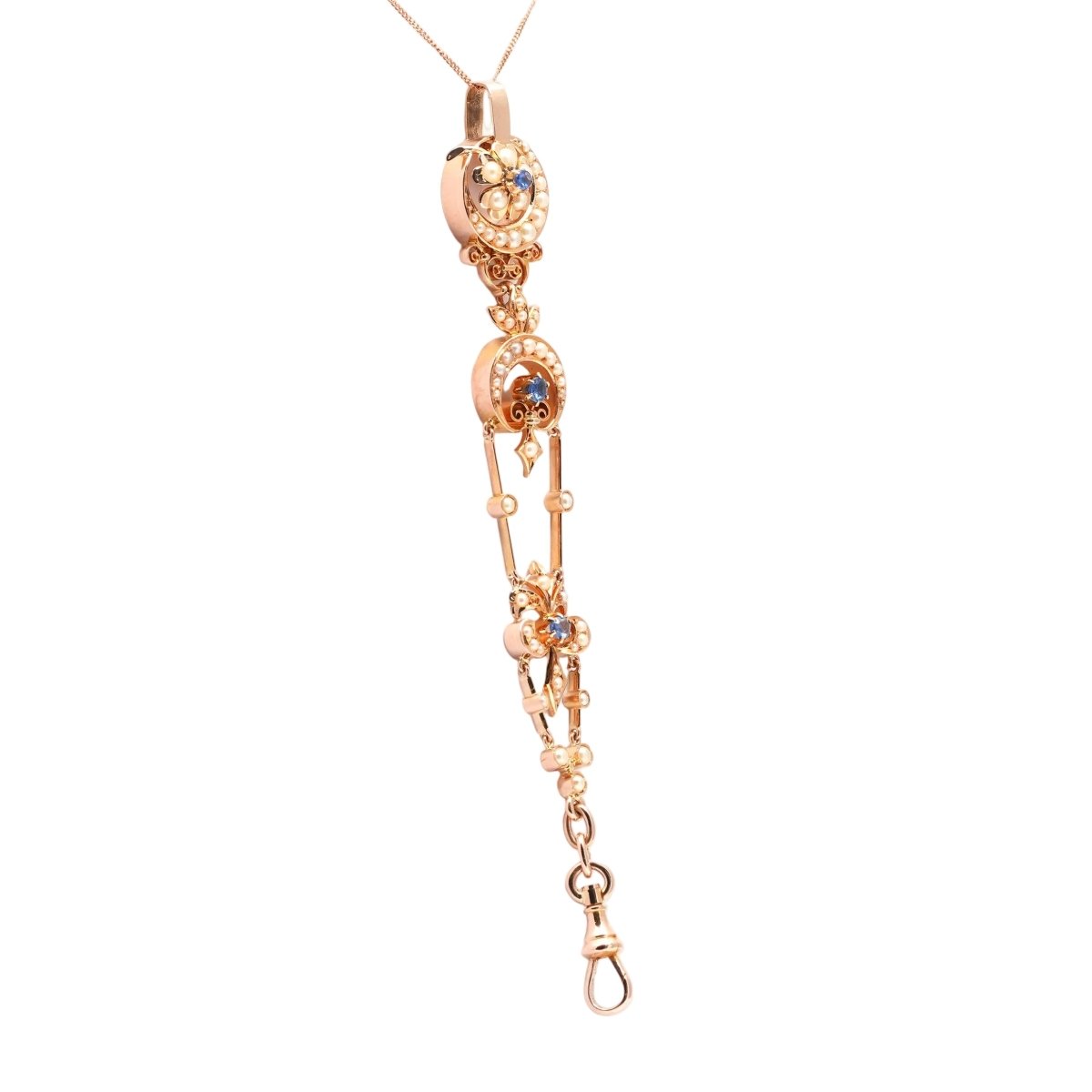 Pendentif en or jaune, perles et saphirs - Castafiore