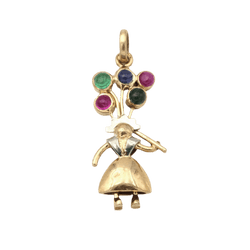 Pendentif en or jaune, platine, émeraudes, rubis et saphir - Castafiore