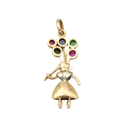 Pendentif en or jaune, platine, émeraudes, rubis et saphir - Castafiore