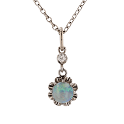 Pendentif en or jaune, platine, opale et diamant - Castafiore