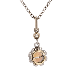 Pendentif en or jaune, platine, opale et diamant - Castafiore