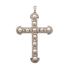 Pendentif en or jaune, platine, perles et diamants - Castafiore