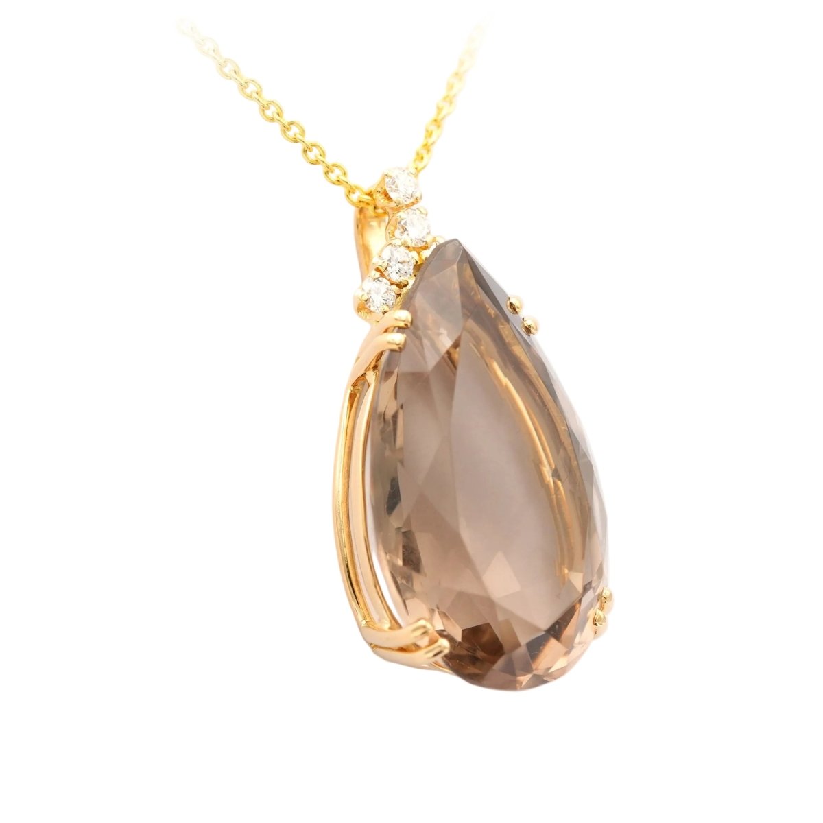 Pendentif en or jaune, quartz et diamants - Castafiore