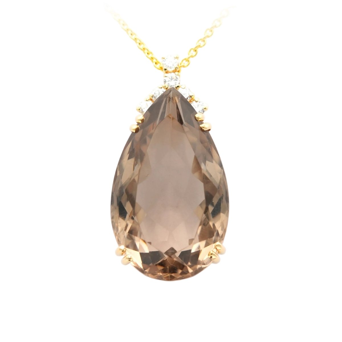 Pendentif en or jaune, quartz et diamants - Castafiore