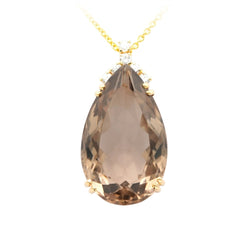 Pendentif en or jaune, quartz et diamants - Castafiore