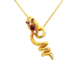 Pendentif en or jaune, rubis et perles - Castafiore