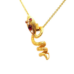 Pendentif en or jaune, rubis et perles - Castafiore