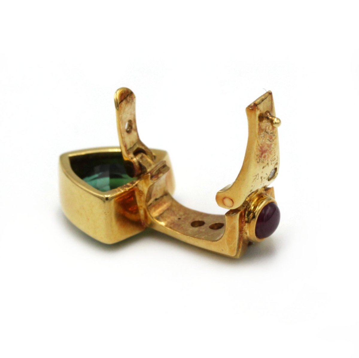 Pendentif en or jaune, tourmaline, rubis et diamants - Castafiore