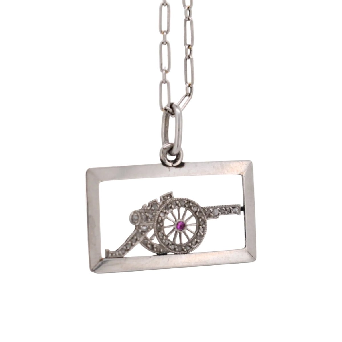 Pendentif en platine, rubis et diamants - Castafiore